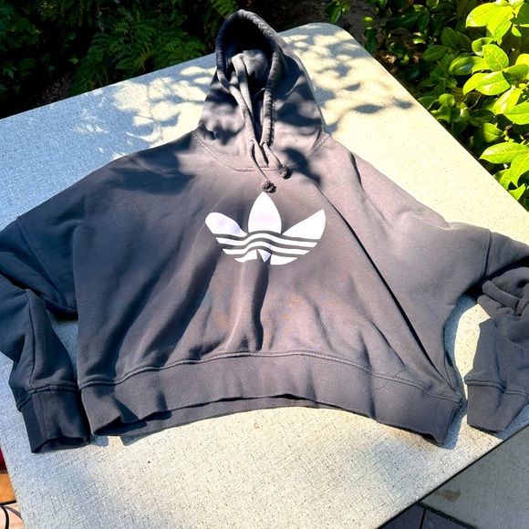 adidas Tops - ADIDAS Cropped Hoodie M Grey